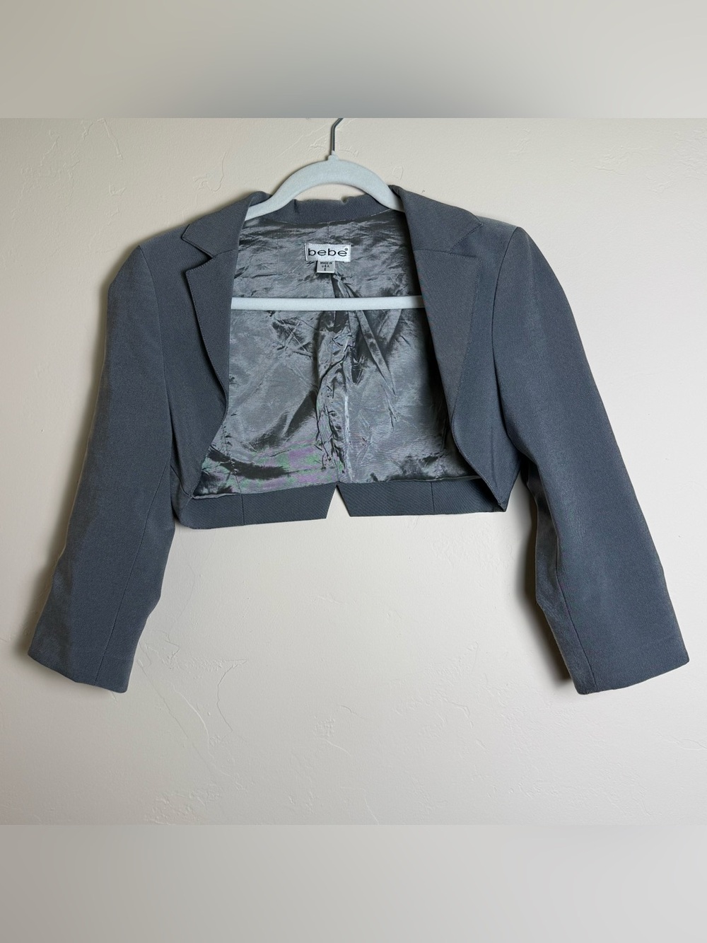 bebe Gray Cropped Women's Blazer size 6 y2k bolero